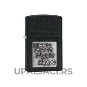 Upaljač Zippo Black Crackle® Silver+Zippo Logo