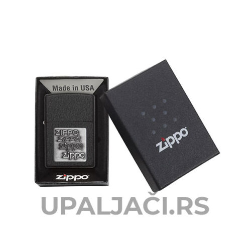 Upaljač Zippo Black Crackle® Silver+Zippo Logo