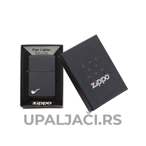 UPALJAČI ZIPPO Black Matte+Pipe Logo u Poklon Kutiji