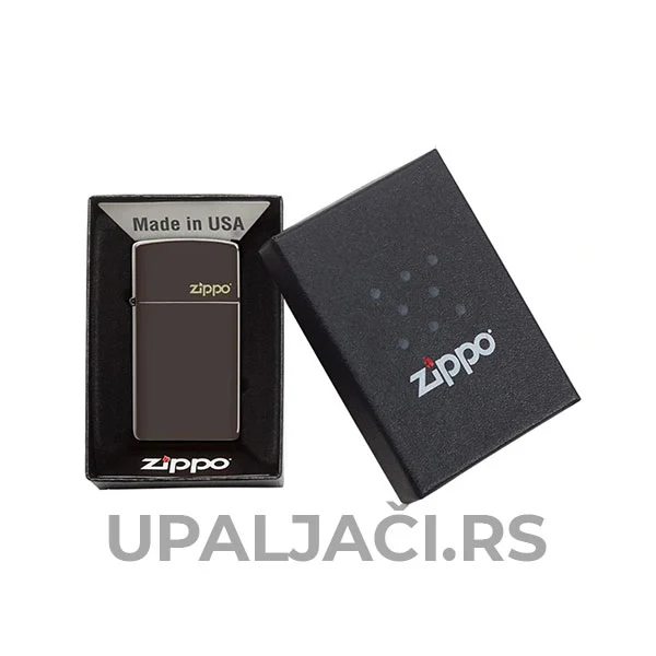 Zippo Slim Brown Zippo Logo 3 Upaljač Zippo Slim® Brown+Zippo Logo u Poklon Kutiji
