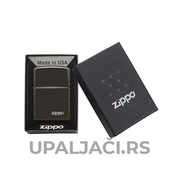 Zippo High Polish Black Zippo Logo 3 UVOZ Zippo Upaljaci Classic High Polish Black+Zippo Logo