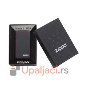 ZIPPO Upaljač Slim Black & Red+Zippo Logo u Poklon Kutiji