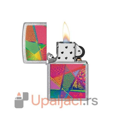 Upaljac Zippo iz kolekcije Price Fighter 2022-Retro Pattern Design na Street Chrome osnovnom upaljacu.