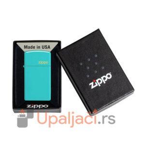Zippo Upaljac Slim Turquoise+ZIPPO LOGO + Poklon Kutija
