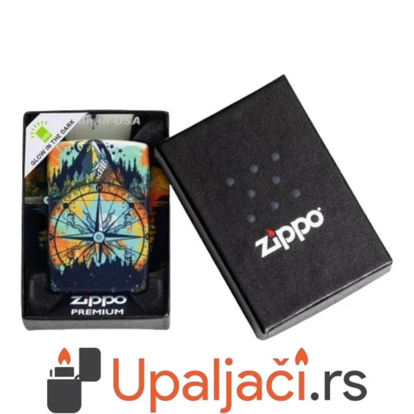 ZIPPO Compas Design - Svetli u Mraku u Kutiji