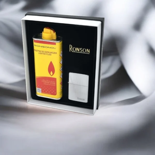 Ronson RFL 300 Chrome Vertical Brushed poklon set sa upaljačem i gorivom