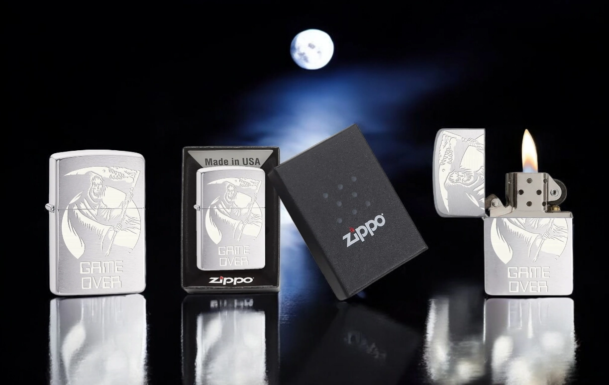 zippo upaljac skull gameover pesevski