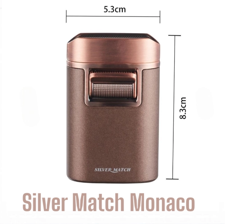 Silver Match MONACO + Držač Cigara 4 Dimenzije Upaljača brener sa 3 plamena Silver Match MONACO