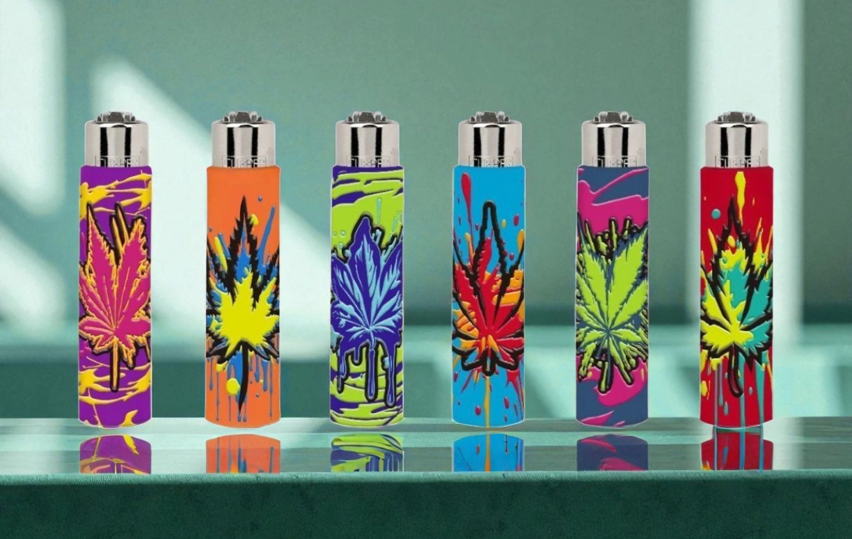 Gumirani Upaljači Clipper Splash Weed Dizajn 