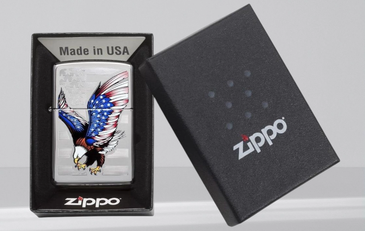 Zippo E-Star Award upaljač sa američkom zastavom na Orlu
