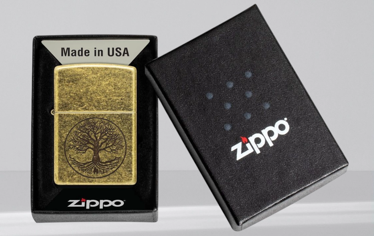 Zippo Tree of Life upaljač sa drvetom života na antique brass završnici