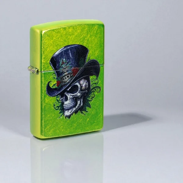 Upaljač Zippo Steampunk Skeleton – Lobanja i Cilindar u Lurid Stilu