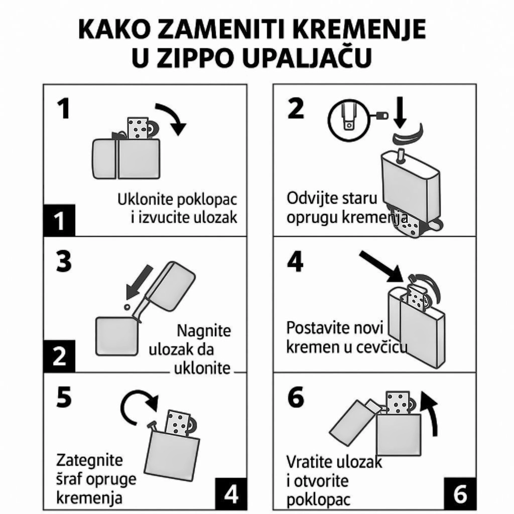Kako Funkcioniše Zippo Upaljač? 4 Zamena kremena na Zippo upaljačima