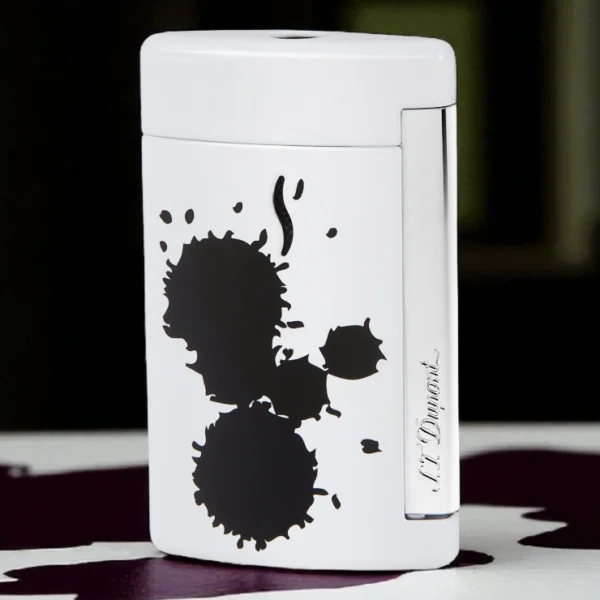 Upaljač S.T. Dupont Minijet Splash – bela sa crnim splash motivom