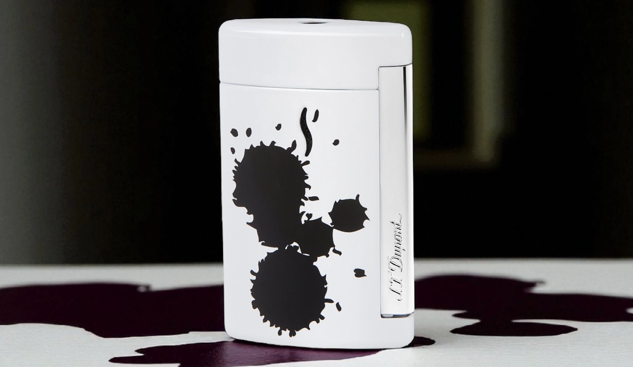 Upaljač S.T. Dupont Minijet Splash – bela sa crnim splash motivom