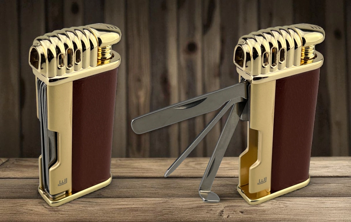 WINJET Davos Upaljač za Lulu sa Alatom 4 Winjet Davos upaljač za lule – soft flame i braon kožni dizajn