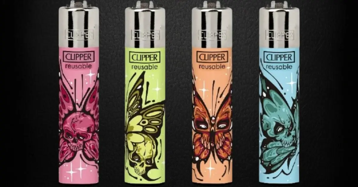 clipper upaljači diabolical butterflies sa leptirima i lobanjama