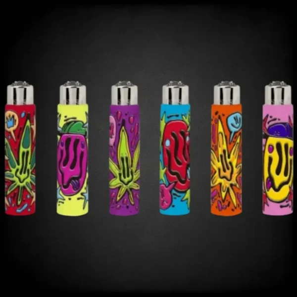 Upaljači Clipper pop weed - set od 6 sarenih gumiranih upaljača