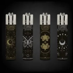 Upaljač clipper space area reusable crni zlatni cosmic dizajn