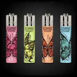 Upaljači clipper diabolical butterflies set od 4 leptir lobanja dizajn