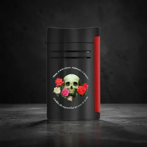 Upaljač S.T. Dupont Maxijet Memento Mori luksuzni upaljač sa lobanjom – prednji pogled