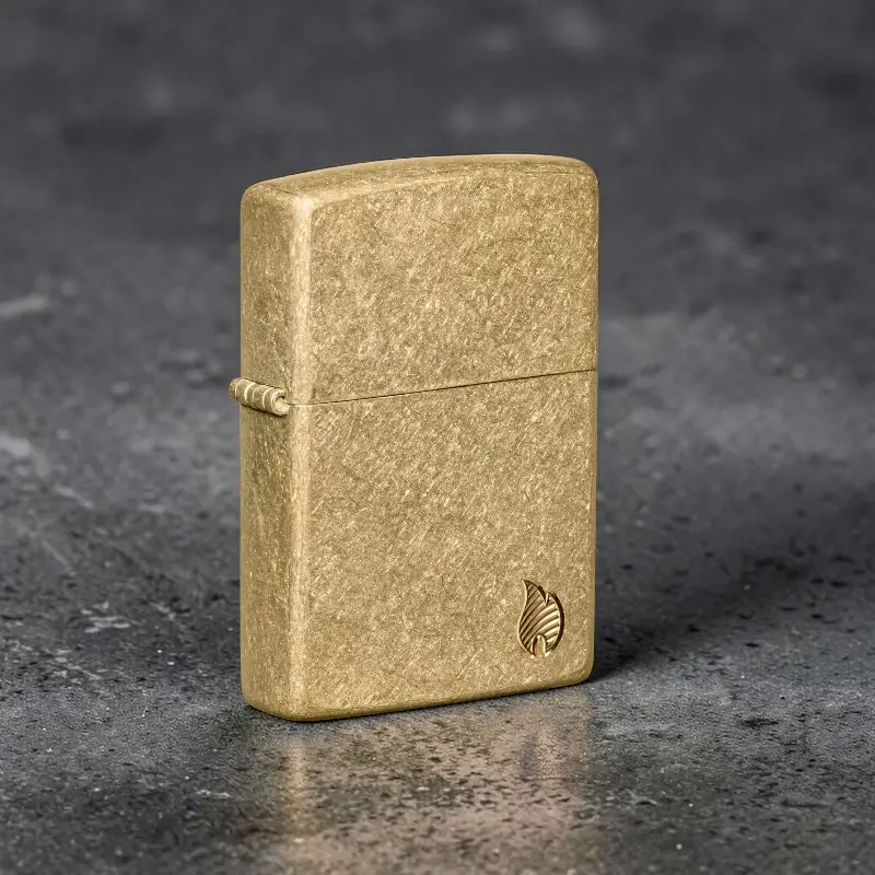 zippo armor flame upaljač tumbled brass deep carve