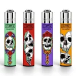 CLIPPER Mirror Skulls upaljači sa četiri različita dizajna lobanja