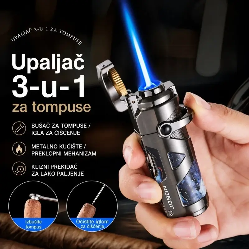 Brener upaljač za tompuse sa bušačem i iglom 2 Metalni brener sa jednim plamenom