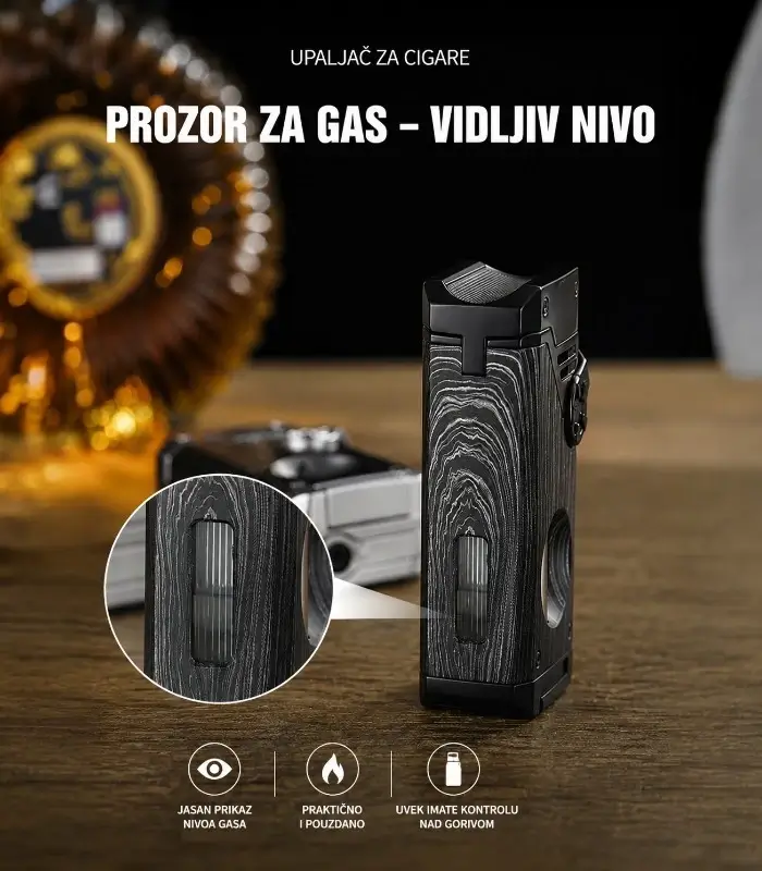 Brener upaljač za tompuse 5 u 1 sa četiri plamena 2 Providni prozor za kontrolu nivoa gasa