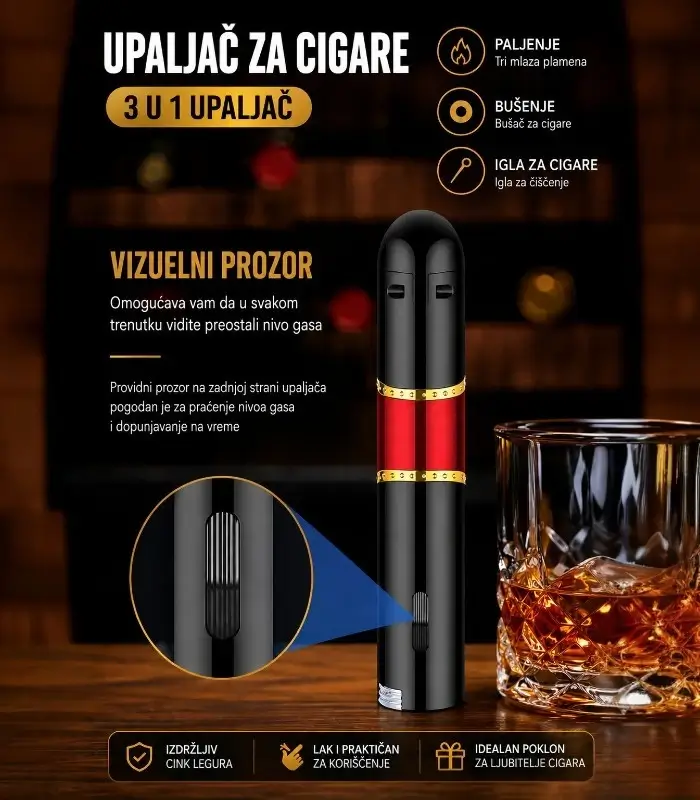 Vizuelni prozor za kontrolu nivoa gasa na upaljaču