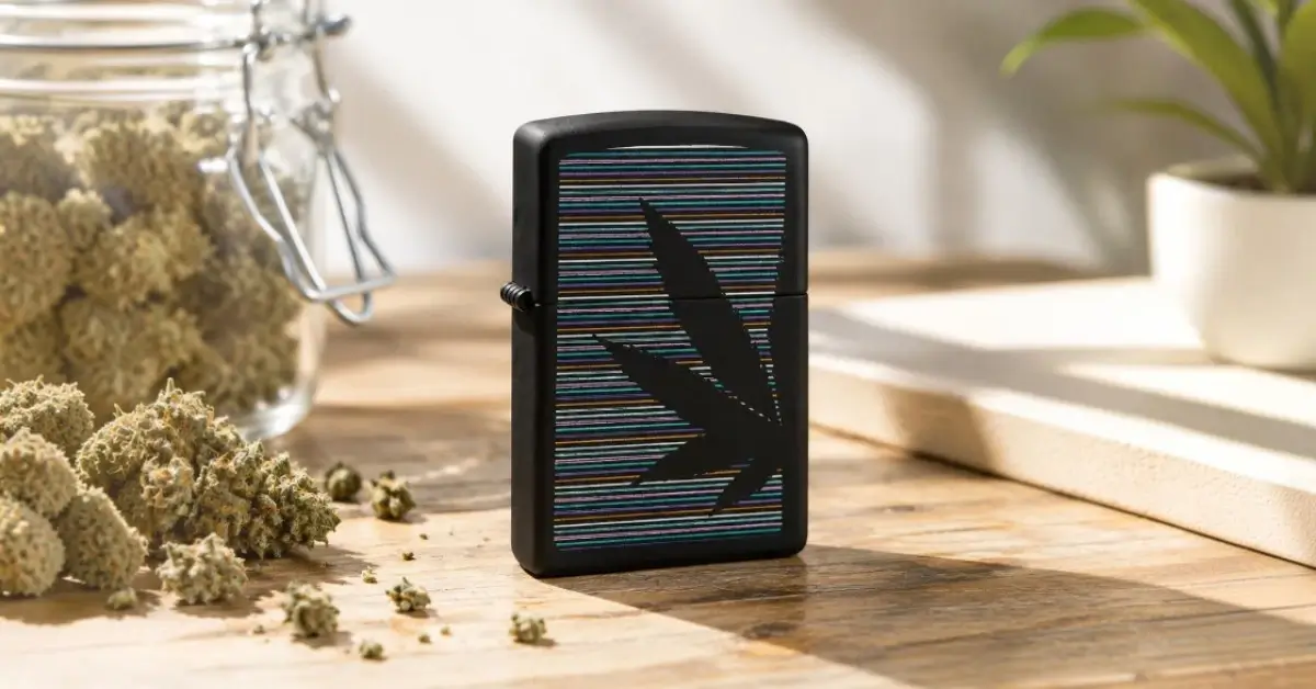 Zippo Cannabis Black Matte Upaljač 1 Upaljač Zippo Cannabis Black Matte 48927 sa motivom lista kanabisa