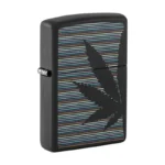 Zippo Cannabis Black Matte upaljač iz bočnog ugla