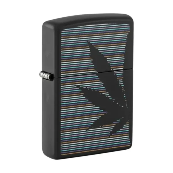 Zippo Cannabis Black Matte upaljač iz bočnog ugla