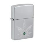 Zippo Cannabis Crystal Dizajn High Polish Chrome upaljač bočni prikaz