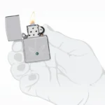 Zippo Cannabis Crystal Dizajn otvoren upaljač prikazan u ruci