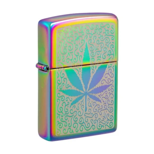 Bočni prikaz Zippo Cannabis Multi Color upaljača sa graviranim motivom