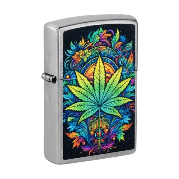 Zippo Captivating Cannabis Street Chrome upaljač bočni prikaz