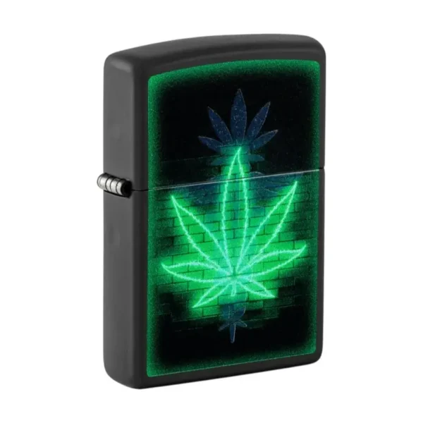 Zippo Gleaming Leaf 46266 Black Matte bočni pogled