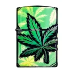 Zippo Glowing Leaves 46253 prednja strana sa velikim cannabis listom