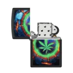 Otvoren Zippo Lava Leaf Black Matte upaljač