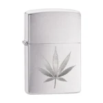 Bočni prikaz Zippo Marijuana Leaf 29587 Brushed Chrome upaljača