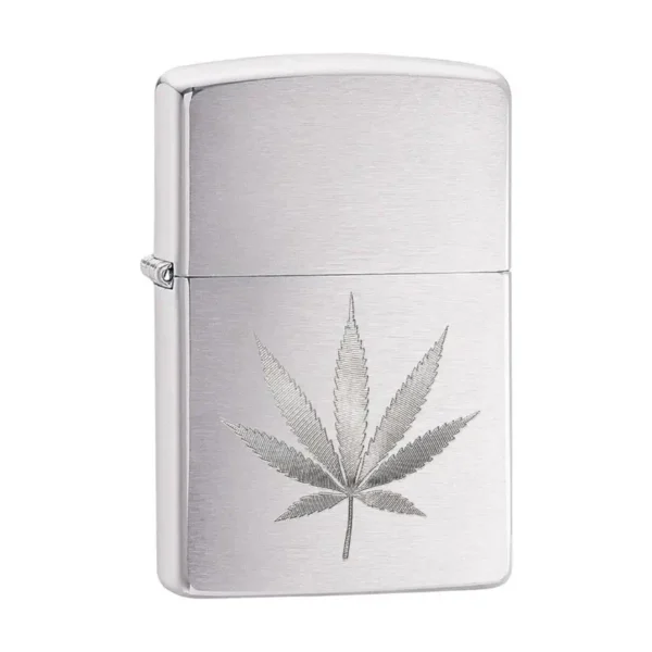 Bočni prikaz Zippo Marijuana Leaf 29587 Brushed Chrome upaljača