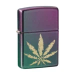 Bočni prikaz Zippo Marijuana Leaf Iridescent upaljača sa Iridescent završnom obradom
