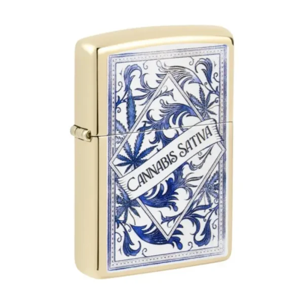 Zippo Sativa Serenity Champagne bočni pogled upaljača i Color Image dekoracija