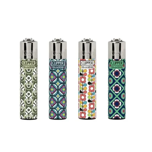 Clipper Retrospring upaljači – 4 retro cvetna i geometrijska dezena