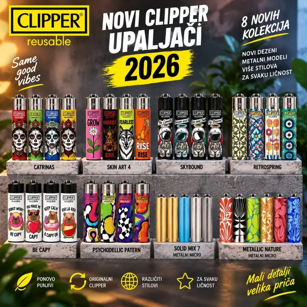 Clipper upaljači 2026 – novi dezeni i metalni modeli