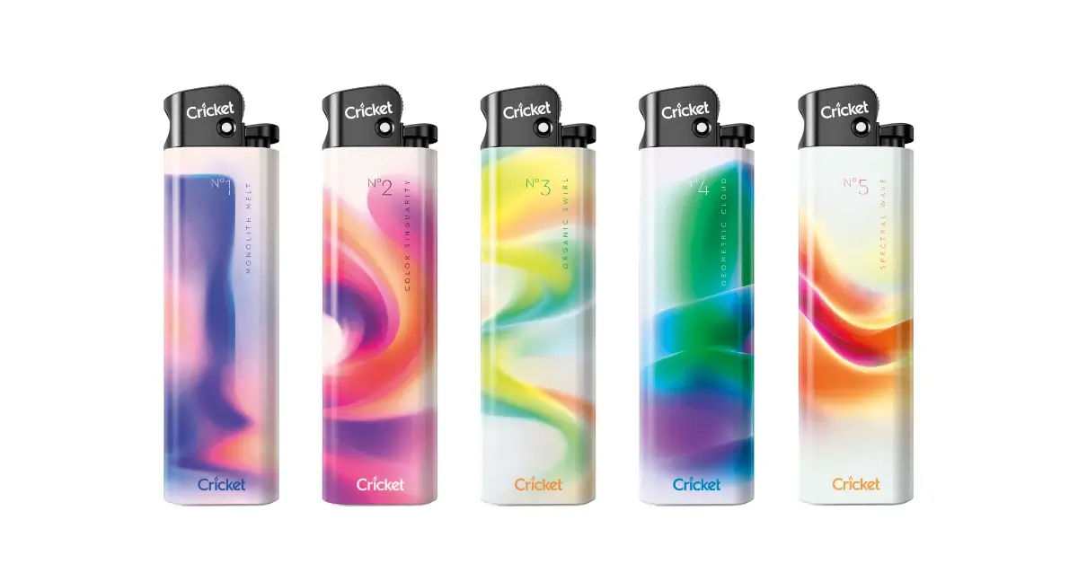 Cricket Liquids upaljači sa apstraktnim dizajnom
