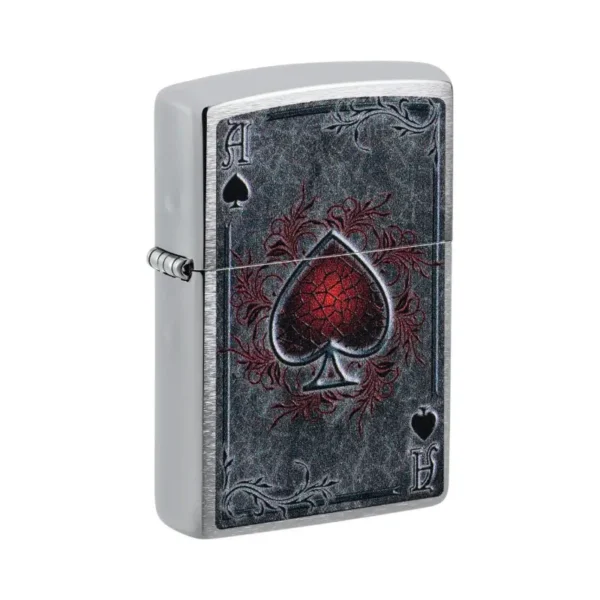 Zippo Antiqued Ace Brushed Chrome upaljač sa motivom Asa pik